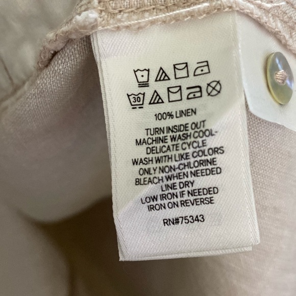 Tahari Linen V Neck Button Roll Up Sleeve Tunic Size XS - Picture 5 of 7